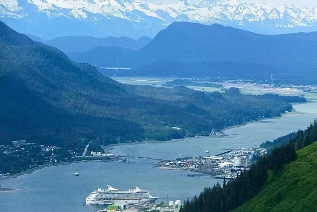 Cruise
Alaska
A cruise ship sits docked near downtown Juneau, Alaska
