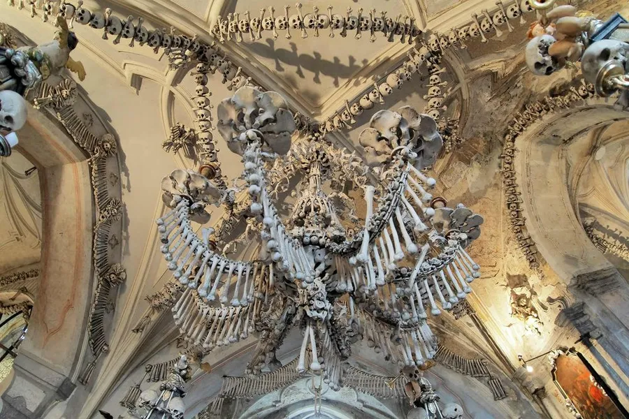 Large bones skulls sedlec ossuary czech republic