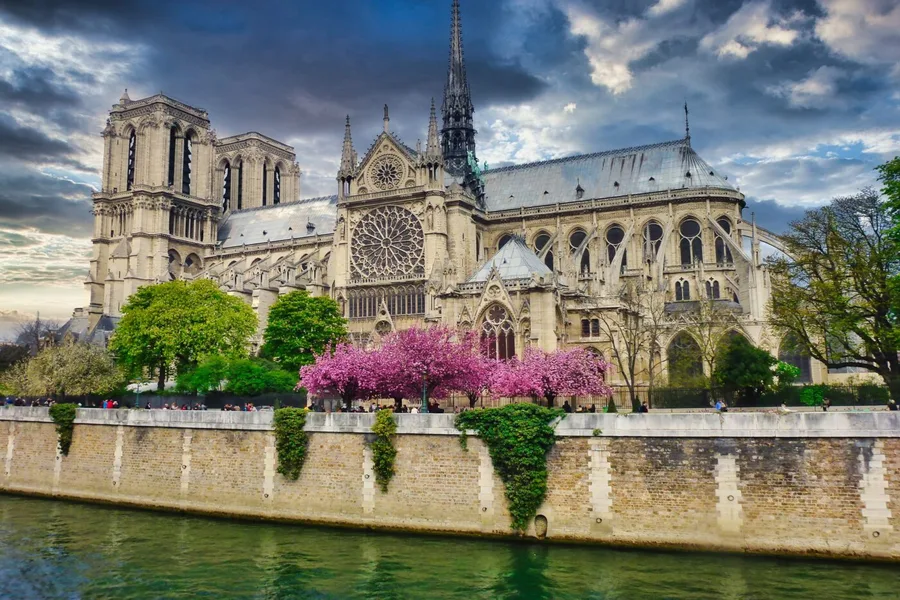 beautiful shot of the notre dame cathedral in pari